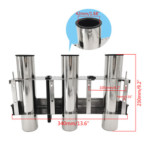 Soporte para cañas de pescar Isure de acero inoxidable con 3 tubos para montaje en barco - Product Image 3