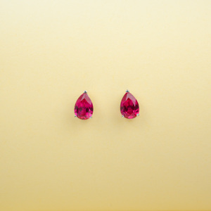 Pendientes de rubíes de laboratorio con corte de pera, joyería de plata de ley 925 - Product Image 5