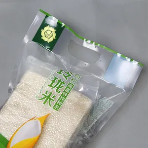 Heavy Duty Handled Packaging Food Grade 50lb 2kg Self Level 25kg Plastic Rice Bags