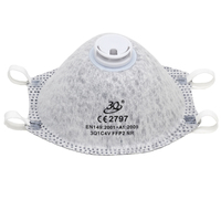 Respirateur à demi-masque FFP2 certifié CE, forme coupelle, avec charbon actif et valve EN149 3Q1C4V 3Q