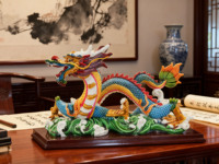 Figurine 3D de dragon chinois sculpté en résine sur base, personnalisée OEM SMC, créature mythique, animal, décoration de bureau et de maison, objet d'art de collection