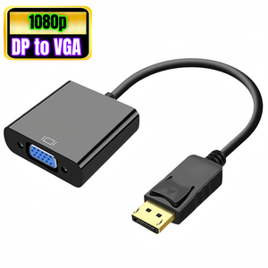 Adaptador DP a <span class=keywords><strong>VGA</strong></span> Pantalla Puerto DP a convertidor <span class=keywords><strong>VGA</strong></span> Adaptador de cable Macho a hembra 1080P para HDTV Monitor MacBook Proyector PC - Product Image 1