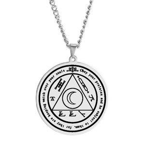 HLSS515 Grimoire of Pope Honorius Símbolos el <span class=keywords><strong>libro</strong></span> de brujería de Honorius Talisman Amulet Collar con colgante de acero inoxidable - Product Image 3