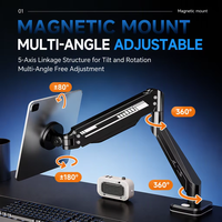 Bras mécanique PRO de qualité supérieure avec réglage en hauteur et en angle, support magnétique pour iPad, bras pneumatique pour tablette 6KG