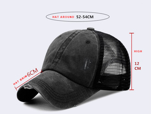 Kızın yıkanmış sıkıntılı pamuk örgü çapraz dağınık Bun at kuyruğu beyzbol şapkası çocuklar düz Camo leopar Vintage ayarlanabilir şapkalar - Product Image 4