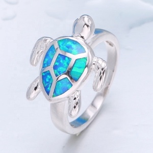 Custom 925 Sterling Silver Opal Tortoise Shell Ring Classic Blue and Pink Sea <strong>Turtle</strong> <strong>Jewelry</strong> for Parties Wholesale - Product Image 5
