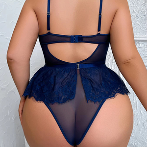 New <b>See</b>-<b>Through</b> Hollow Out Embroidery Lace Lingerie Set Hot Selling Eyelash Lace <b>Bra</b> and Panty Set - Product Image 4