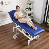 Table de chiropratique multifonctionnelle traditionnelle en acier inoxydable, lit de massage de physiothérapie avec commande manuelle et éponge haute densité