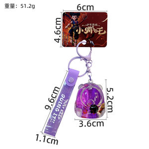 NE ZHA Liquid Floating Keychain-Porte-clés acrylique de personnage de dessin animé mignon avec liquide en mouvement et paillettes pour cadeau de pendentif de sac à dos - Product Image 6