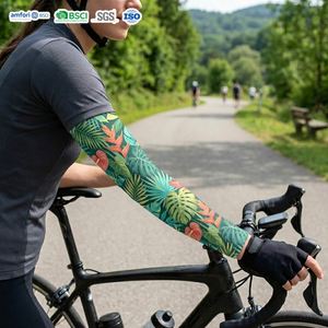 Manchons de bras à séchage rapide, sans couture, coniques, en RPET recyclé, sublimation par transfert thermique, UPF50+, rafraîchissants, anti-UV, personnalisables pour le cyclisme, le basketball et la gym - Product Image 1