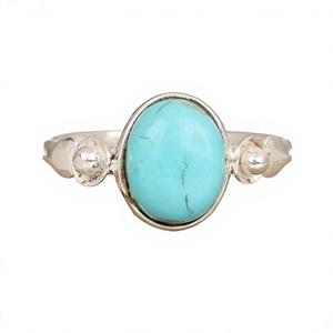 Anillo de moda para mujer de diseñador definitivo, Plata de Ley 925 de alta venta con turquesa de Arizona Natural, cabujón ovalado de 10x14mm - Product Image 1
