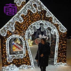 Décoration de Noël extérieure pour centre commercial, maison en pain d'épices 3D à LED, indice de protection IP65, couleur personnalisable, structure en fer, facile à installer - Product Image 6