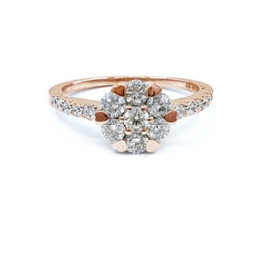 Chine Gros Bijoux Valentine Meilleure Qualité Platine Or Rose Diamant Naturel Coussin Slim Ring Cluster pour Femme - Product Image 1