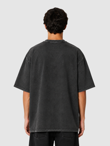Men's <b>Vintage</b> Washed Black Regular Fit Solid 100% Cotton Blank T-Shirt Eco-Friendly Breathable Drop Shoulder Crew Neck <b>Tee</b> - Product Image 3