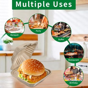 Boîte <span class=keywords><strong>à</strong></span> lunch compostable et biodégradable en bagasse de canne <span class=keywords><strong>à</strong></span> sucre, conteneur <span class=keywords><strong>à</strong></span> emporter anti-fuite, emballage alimentaire personnalisé pour plats <span class=keywords><strong>à</strong></span> emporter - Product Image 2
