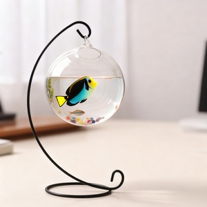 Vase à fleurs de forme moderne, vase sphérique suspendu, accessoires pour aquarium, décoration d'intérieur, aquarium suspendu en verre, bol à poissons en verre suspendu - Product Image 3