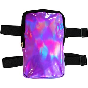 Sac de cuisse holographique avec pochette de cheville réfléchissante irisée, support de téléphone, sac de festival, sac de carnaval pour le sport, femmes et hommes - Product Image 1