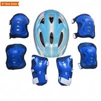 Casque de vélo respirant pour enfants Istaride et ensemble de protections pour les genoux, les coudes et les poignets - Réglable pour le vélo, la trottinette et le roller