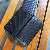 Dompet Kulit Asli Retro Kustom untuk Pria Wanita Kapasitas Besar Banyak Slot Kartu Pola Anyaman Tangan Dompet Panjang Klasik Bisnis