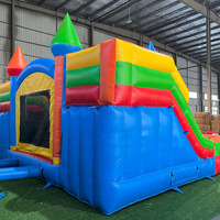Vente flash : château gonflable à deux voies en PVC avec toboggan, combo gonflable commercial humide et sec pour le plaisir des enfants