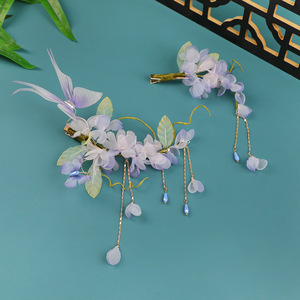 Nuevo Diseño Original 2026, Pinza para el Cabello Hanfu con Borla y Flor Estilo Tang Púrpura, Hecha a Mano, Accesorio para Peinado y Maquillaje - Product Image 2