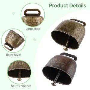 Manufacturers Wholesale Sound Crisp Loud Antique Metal Craft Iron Cowbell Letterpress Printing for Pets Wear Gift
