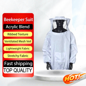 Chaqueta Protectora Blanca Práctica para Apicultura, Ropa de Seguridad Profesional Anticorte Nivel B con Velo y Sombrero para Apicultores - Product Image 1