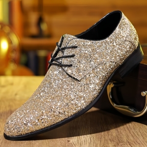 Mocassins de Luxe pour Hommes – Chaussures Habillées Dorées et Argentées à Paillettes, Idéales pour Mariages et Soirées – Chaussures Plates de Créateur de Haute Qualité à Enfiler pour Hommes - Product Image 5