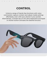 Lunettes Intelligentes AI avec Caméra, Lunettes de Soleil Photo/Vidéo, Haut-parleurs, Contrôle Tactile par Application, Étanchéité IPX5, Recharge Magnétique, pour Femme, CE AI