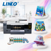 Mesin Printer DTF Grosir Pabrik LINKO dengan Dual Print Head I1600, Printer Stiker Kaos dengan Mesin Penggoyang Bubuk Pewarna