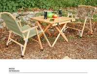 Meubles de transport portables pliés pour l'extérieur Table de camping en bois de hêtre massif pour barbecue et rouleaux d'oeufs