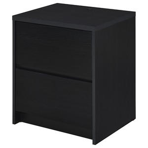 Geary Black 2-<b>drawer</b> Nightstand With Led Lights And Usb Ports <b>For</b> Bedroom <b>Storage</b> - Product Image 3