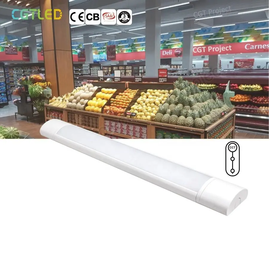 Lampu tabung LED tahan air Linkable, 2FT 20W suspender komersial, lampu Batten Led untuk rumah kantor Supermarket toko