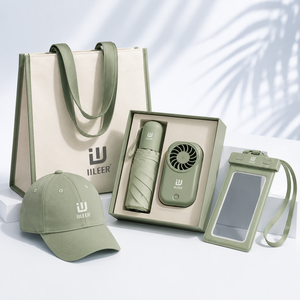 Ensemble cadeau promotionnel d'été avec logo personnalisé, accessoires rafraîchissants personnalisés, collection verte tendance - Product Image 3