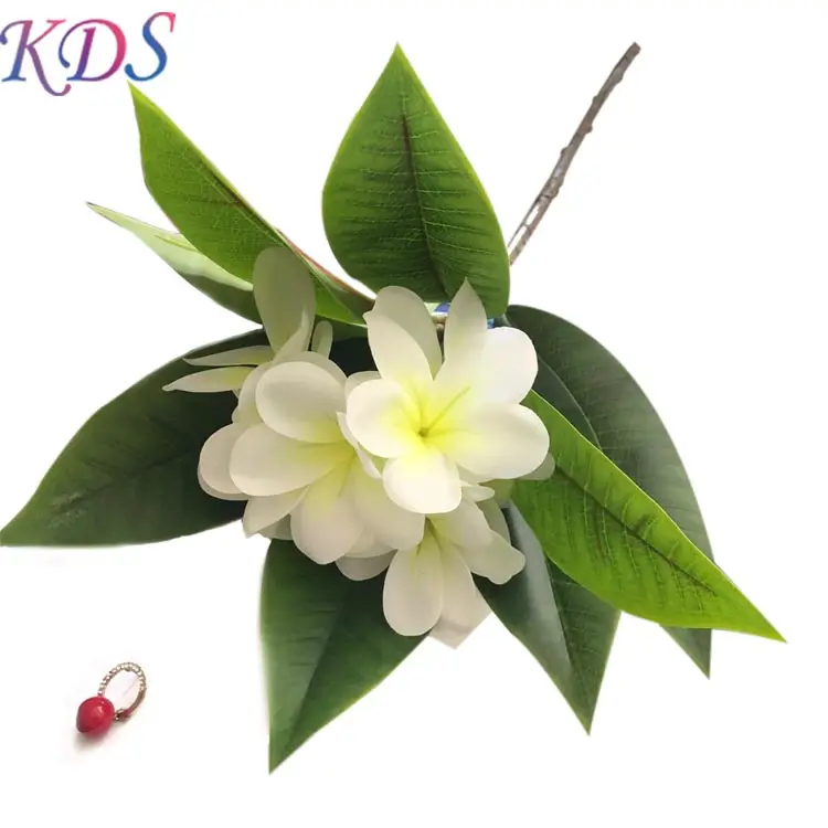 Bunga Buatan Tanaman Plumeria Buatan untuk Pernikahan, Bunga Frangipani Palsu, Pohon Dekoratif Sutra, Tanaman Plumeria Buatan untuk Pernikahan