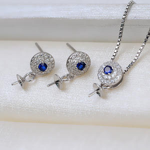 S925 Silver Pendant Zircon Personalized 7-12 <b>Pearl</b> DIY Jewelry Accessories Empty Tray Semi Finished Trendy 1606 Head Earnail <b>Set</b> - Product Image 2