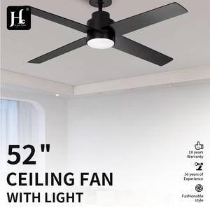 Modern 52-Inch Electric <b>Wood</b> Ceiling Fan with LED <b>Lights</b> 4 Blades & Smart Remote Control Low Profile DC Motor Iron Lamp Body - Product Image 3