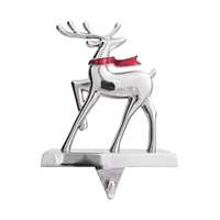 Support de chaussette de Noël en alliage de zinc, design vintage, motif élan, couleur argent, écologique, pour fêtes et décorations de Noël