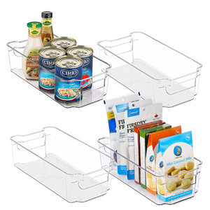 Kitchen PET clear refrigerator storage slim freezer organizer bins fridge accessories organizer