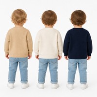 Ensemble de vêtements en tricot pour enfants avec logo personnalisé, tricoté à manches longues, col rond, couleur unie, décontracté, hiver, mélange de viscose et de polyester, usine OEM et ODM