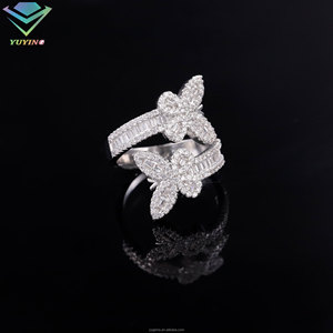 Bague papillon style mode, diamant moissanite VVS, certificat GRA, passe le testeur de diamants, plaqué or, argent sterling 925, cadeau - Product Image 4