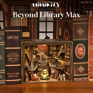 Minicity DIY handmade <span class=keywords><strong>3D</strong></span> câu đố bằng gỗ Beyond thư viện Max Dollhouse đồ chơi với bụi che cho món quà - Product Image 6