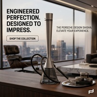 Chicha de luxe moderne en alliage d'aluminium avec base en verre soufflé à la main, modèle Porschee haut de gamme