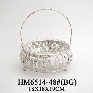 Ciotola di servizio del dado di zucchero di vetro placcato oro <span class=keywords><strong>argento</strong></span> del metallo della decorazione di nuovo disegno per il regalo della festa nuziale - Product Image 3