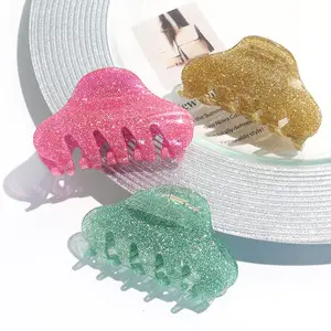 XinMei Großhandel Mode Frauen Haarschmuck Klauen clips Glitzer Acryl Haar spange Haar Krallen clips benutzer definierte Logo Haar krallen