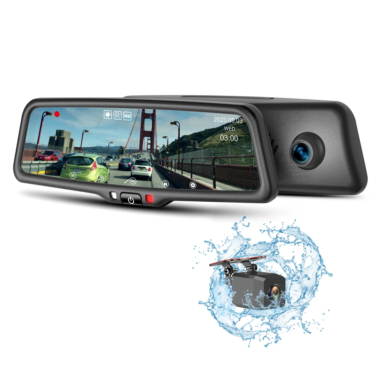Caméra de voiture LCD 9.66 "pour vue arrière caméra de stationnement inversée Dash Cam pour toyota prius prime