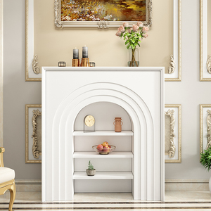 INNOVA Home Contemporary Solid Wood White Color <strong>Mantel</strong> Look Arched Storage <strong>Shelf</strong> for Living Room Entry - Product Image 2