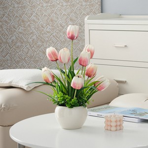 Arreglo de Tulipanes Artificiales, Flores de Seda para Decoración del Hogar, Centro de Mesa para Sala de Estar, Estilo Moderno - Product Image 4