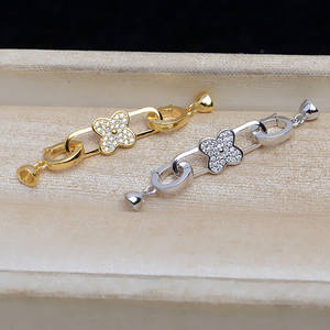 Accesorios de Joyería DIY de Plata S925, Collar y Pulsera de Trébol de la Suerte con Cadena para Suéter, Hebilla para Sombrero, Pendientes de Cristal - JG5272 - Product Image 1