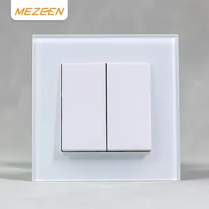 Reliable Quality European Standard Tempering Glass Panel Electrical Power 2 Gang 1 Way 2 Way Wall Light Switch